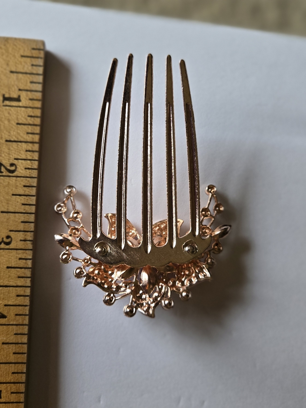 Multicolor Crystal Butterfly Hair Comb in Rose Gold Tone - Picture 4 of 4